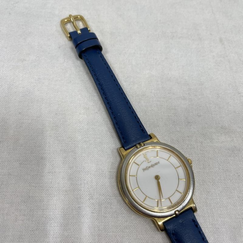 イヴサンローラン Yves Saint Laurent 腕時計 アナログ（クォーツ式） 腕時計 ウォッチ ユニセックス ロゴ - 無地 青 / ブルー / blue X 白 / ホワイト / white X 金 / ゴールド / gold color レディース USED 古着 中古 50153348