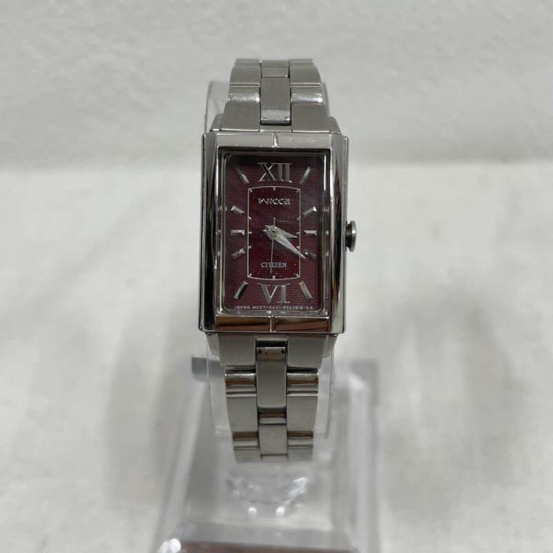 シチズン CITIZEN 腕時計 アナログ（手巻き） wicca ウィッカ ステンレス 腕時計 アナログ - 無地 銀 / シルバー / silver color X 赤 / レッド / red レディース USED 古着 中古 50153360