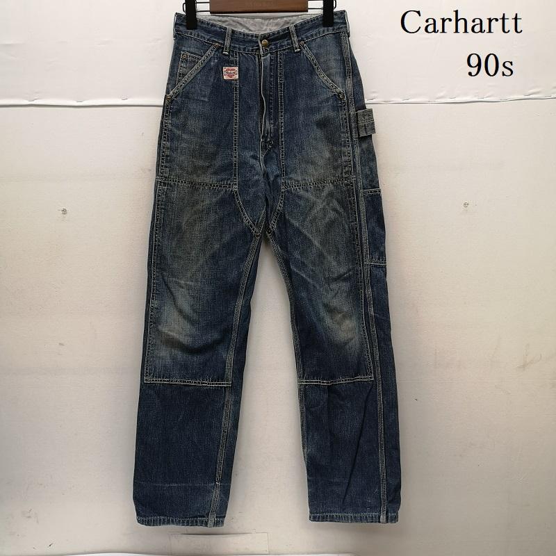 カーハート Carhartt パンツ デニム、ジーンズ 90s 日本製 ハートタグ 0639 ダブルニー ペインター デニム パンツ ジーンズ 29インチ インディゴ / インディゴ / Indigo メンズ USED 古着 中古 50153363