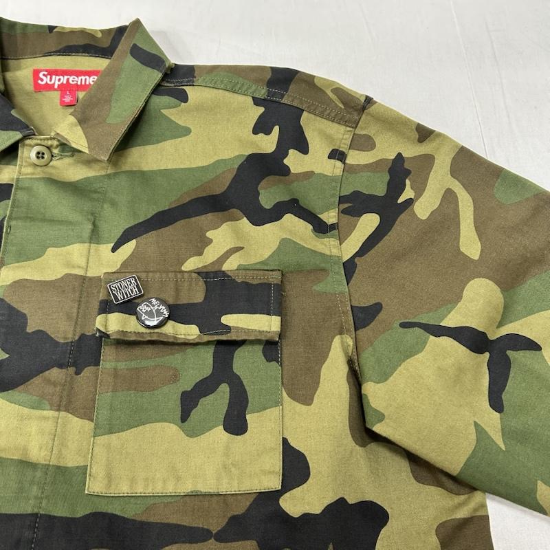 シュプリーム Supreme ジャケット、上着 ジャンパー、ブルゾン x Melvins メルヴィンズ BDU Jacket ミリタリージャケット Woodland Camo カモ L カモフラージュ柄・迷彩 カーキ / カーキ / khaki メンズ USED 古着 中古 50153365