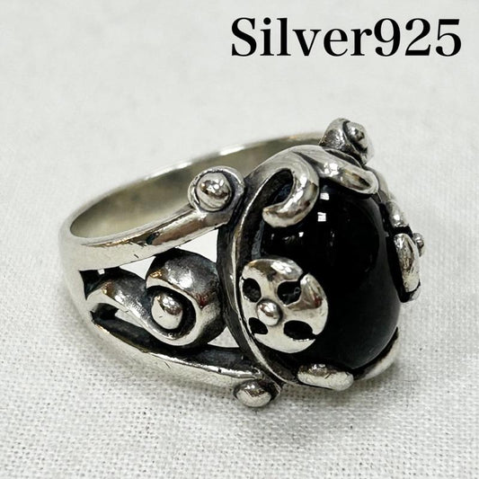 シルバー （９２５） シルバー （９２５） アクセサリー 指輪 925刻印 オニキス シルバー925 リング 17号 - 銀 / シルバー / silver color X 黒 / ブラック / black メンズ USED 古着 中古 50153368