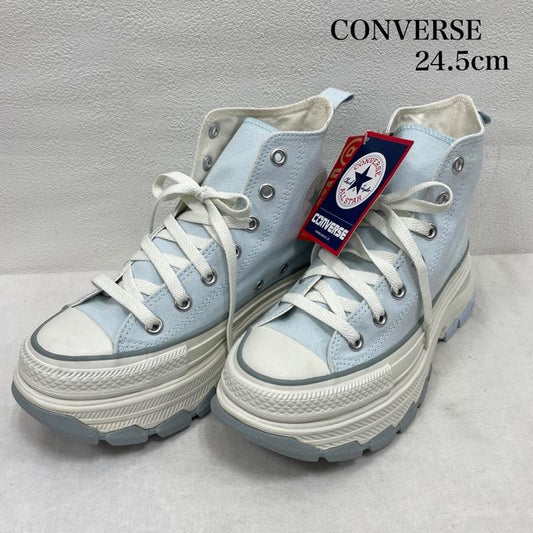コンバースオールスター Converse All Star スニーカー スニーカー TREKWAVE SW HI トレックウェーブ 厚底 レースアップ ハイカット スニーカー シャーベットアイス 24.5cm 無地 水色 / ライトブルー / レディース USED 古着 中古 50153380