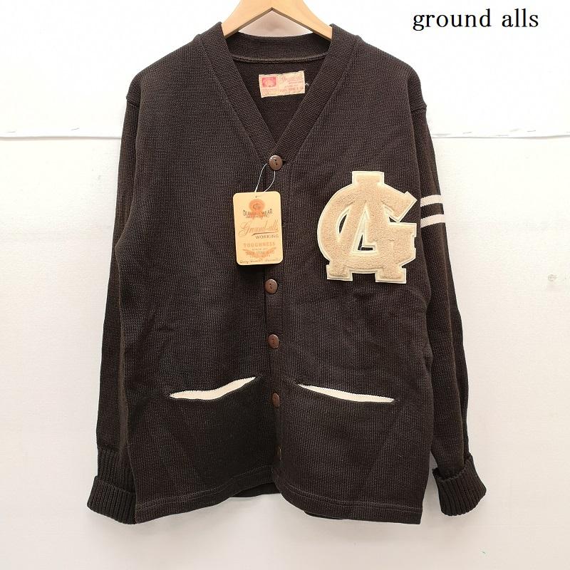 古着 USED カーディガン 長袖 ground alls レタード カーディガン 36/38 36 茶 / ブラウン / brown メンズ USED 古着 中古 50153381
