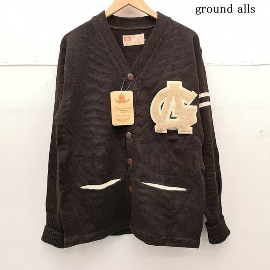 古着 USED カーディガン 長袖 ground alls レタード カーディガン 36/38 36 茶 / ブラウン / brown メンズ USED 古着 中古 50153381