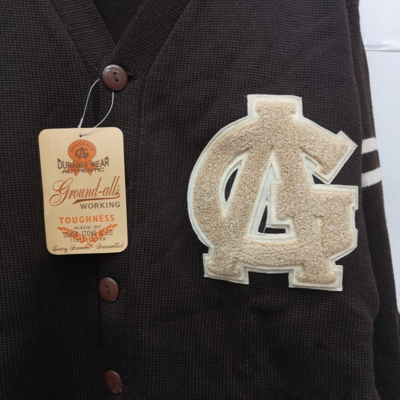 古着 USED カーディガン 長袖 ground alls レタード カーディガン 36/38 36 茶 / ブラウン / brown メンズ USED 古着 中古 50153381