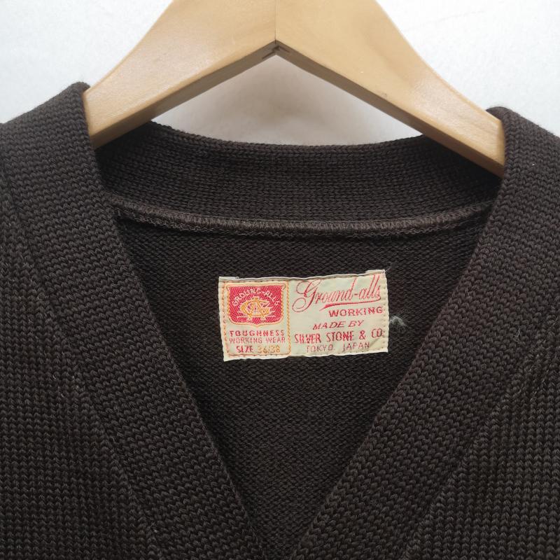 古着 USED カーディガン 長袖 ground alls レタード カーディガン 36/38 36 茶 / ブラウン / brown メンズ USED 古着 中古 50153381