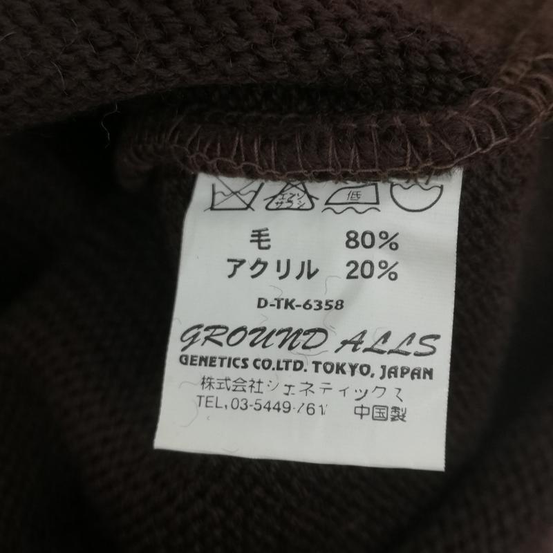 古着 USED カーディガン 長袖 ground alls レタード カーディガン 36/38 36 茶 / ブラウン / brown メンズ USED 古着 中古 50153381