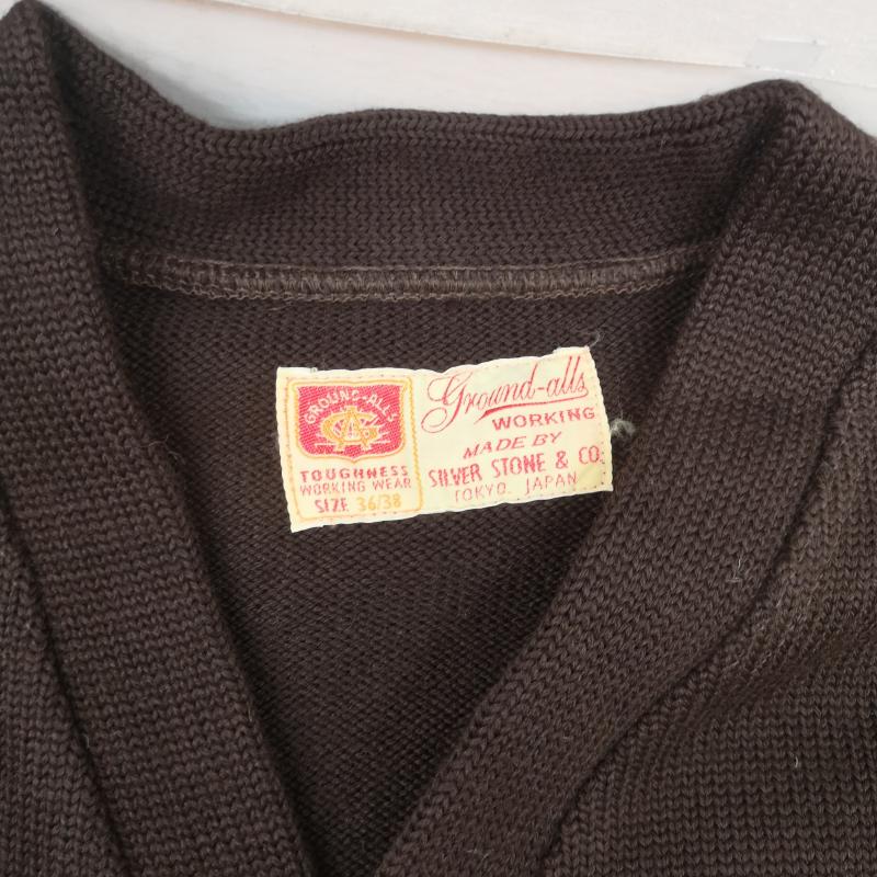 古着 USED カーディガン 長袖 ground alls レタード カーディガン 36/38 36 茶 / ブラウン / brown メンズ USED 古着 中古 50153381