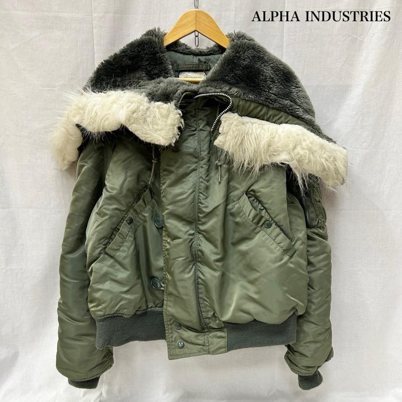 アルファ インダストリー Alpha Industries ジャケット、上着 ジャンパー、ブルゾン USA製 N-2B フライトジャケット カーキ ファー付き XLサイズ 1615-573-8335 MIL-J-6278F XL 無地 カーキ / カーキ / khaki メンズ USED 古着 中古 50153387