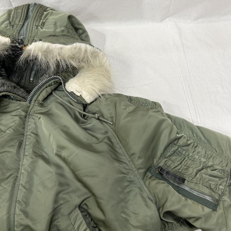 アルファ インダストリー Alpha Industries ジャケット、上着 ジャンパー、ブルゾン USA製 N-2B フライトジャケット カーキ ファー付き XLサイズ 1615-573-8335 MIL-J-6278F XL 無地 カーキ / カーキ / khaki メンズ USED 古着 中古 50153387