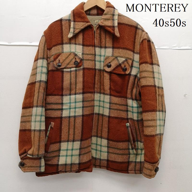ヴィンテージ VINTAGE ジャケット、上着 ジャンパー、ブルゾン 40s 50s MONTEREY バネクラウン ウール チェック スポーツ ジャケット 茶 / ブラウン / brown メンズ USED 古着 中古 50153446