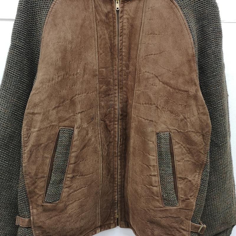 ヴィンテージ VINTAGE ジャケット、上着 レザージャケット 50s 60s ニット ヌバック レザー ジャケット 茶 / ブラウン / brown X オリーブグリーン / オリーブグリーン / メンズ USED 古着 中古 50153448