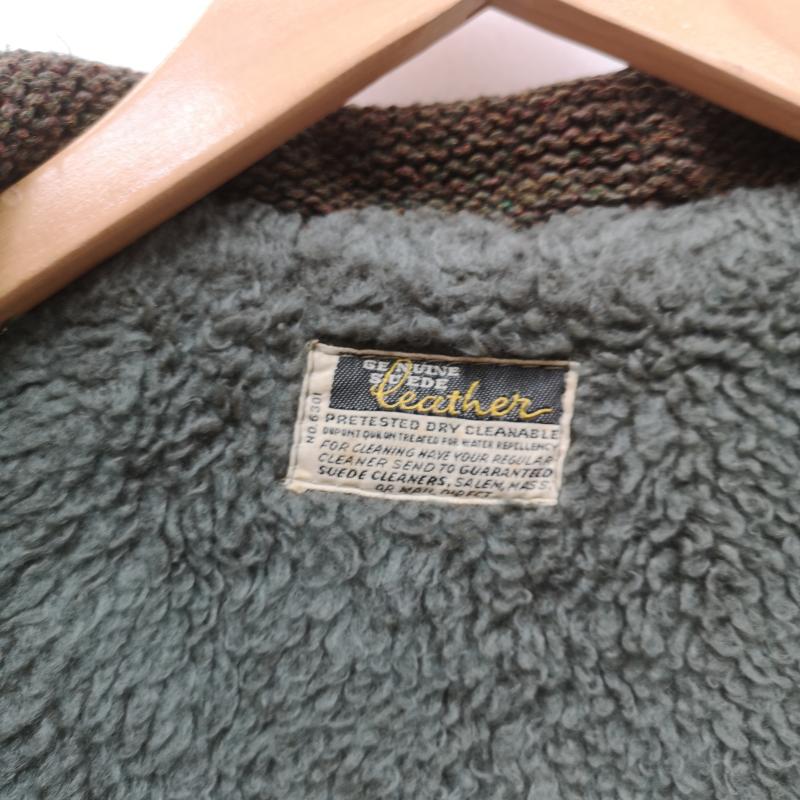 ヴィンテージ VINTAGE ジャケット、上着 レザージャケット 50s 60s ニット ヌバック レザー ジャケット 茶 / ブラウン / brown X オリーブグリーン / オリーブグリーン / メンズ USED 古着 中古 50153448