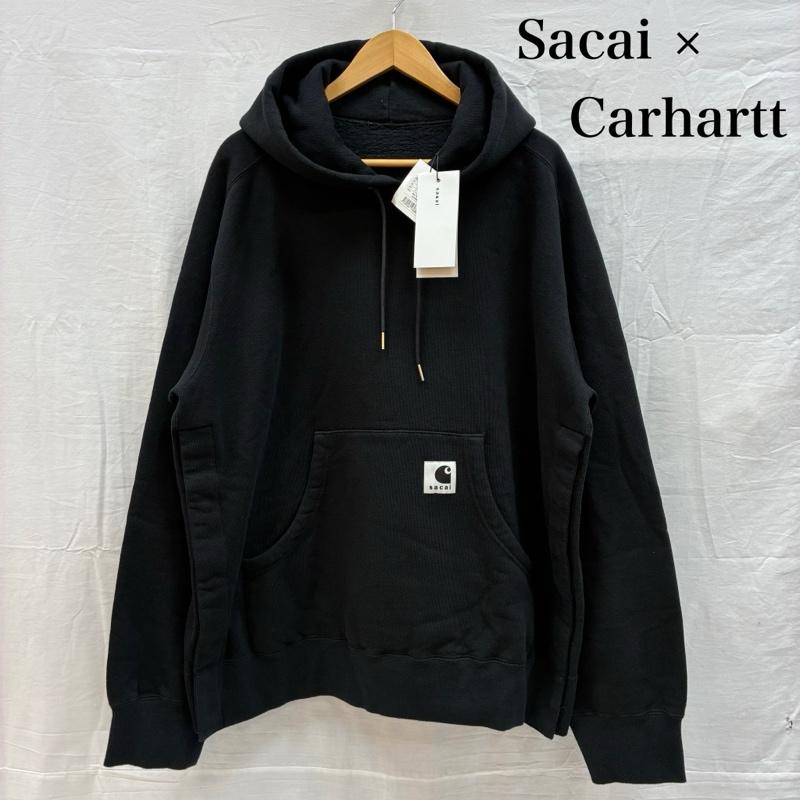 サカイ Sacai パーカー 長袖 25AW カーハート Carhartt WIP コラボ Cotton Jersey Hoodie 25-00993S 4 ロゴ、文字 黒 / ブラック / black メンズ USED 古着 中古 50153462