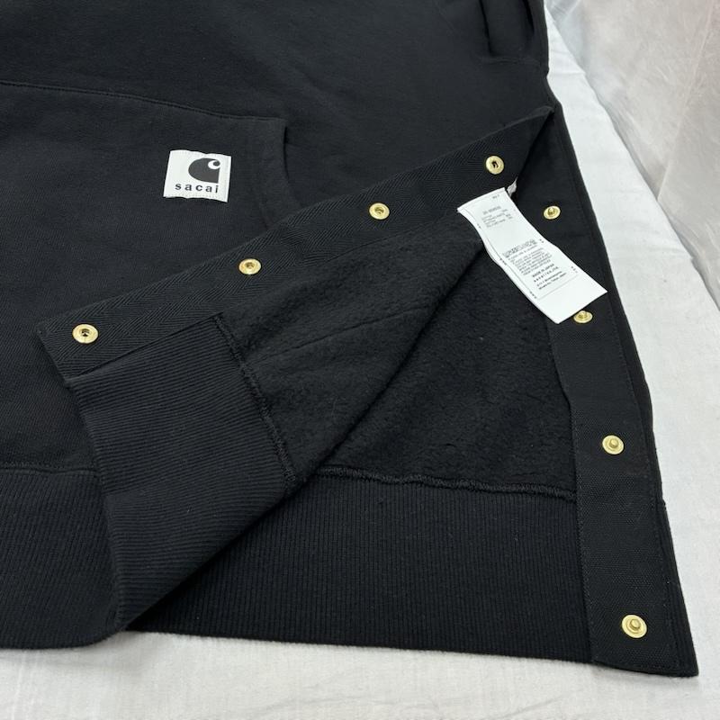 サカイ Sacai パーカー 長袖 25AW カーハート Carhartt WIP コラボ Cotton Jersey Hoodie 25-00993S 4 ロゴ、文字 黒 / ブラック / black メンズ USED 古着 中古 50153462