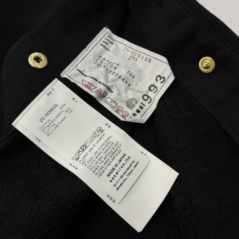サカイ Sacai パーカー 長袖 25AW カーハート Carhartt WIP コラボ Cotton Jersey Hoodie 25-00993S 4 ロゴ、文字 黒 / ブラック / black メンズ USED 古着 中古 50153462