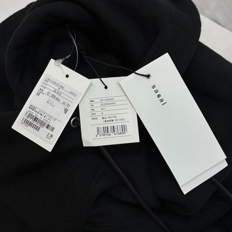 サカイ Sacai パーカー 長袖 25AW カーハート Carhartt WIP コラボ Cotton Jersey Hoodie 25-00993S 4 ロゴ、文字 黒 / ブラック / black メンズ USED 古着 中古 50153462