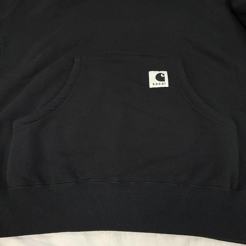 サカイ Sacai パーカー 長袖 25AW カーハート Carhartt WIP コラボ Cotton Jersey Hoodie 25-00993S 4 ロゴ、文字 黒 / ブラック / black メンズ USED 古着 中古 50153462