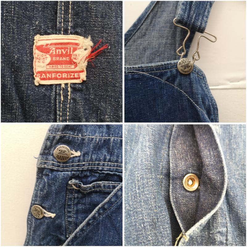 ヴィンテージ VINTAGE サロペット・オーバーオール サロペット、オーバーオール 40s ANVIL BRAND デニム オーバーオール インディゴ / インディゴ / Indigo メンズ USED 古着 中古 50153473