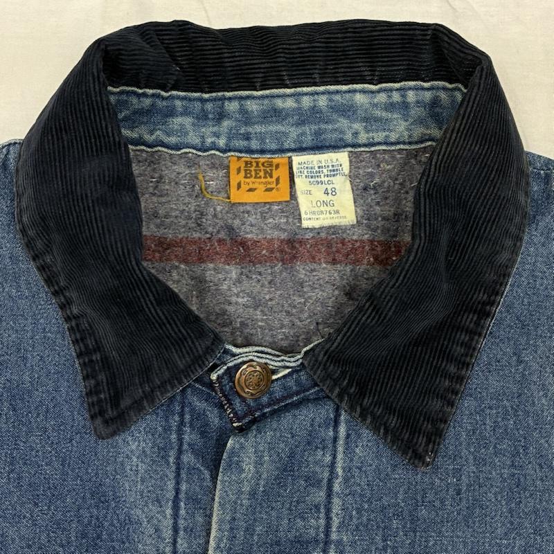 ビッグベン BIGBEN ジャケット、上着 ジャンパー、ブルゾン Wrangler 80s USA製 ブランケットライナー コーデュロイカラー デニムジャケット カバーオール 48 ワンポイント X ロゴ、文字 メンズ USED 古着 中古 50153476