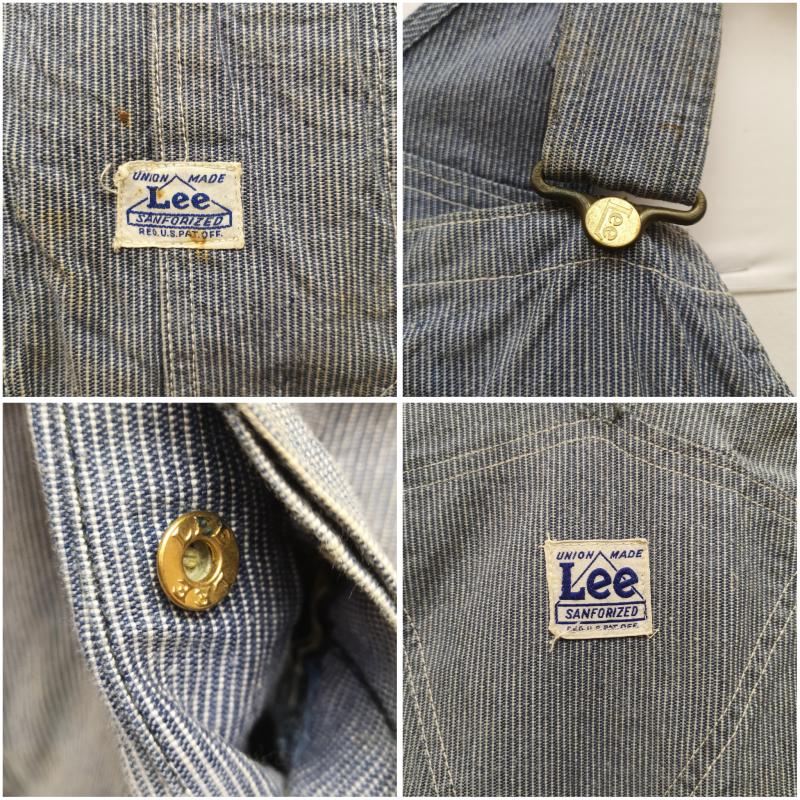 リー Lee サロペット・オーバーオール サロペット、オーバーオール 40s ヒッコリー ストライプ オーバーオール ハウスタグ 斜体e ロングL インディゴ / インディゴ / Indigo メンズ USED 古着 中古 50153481