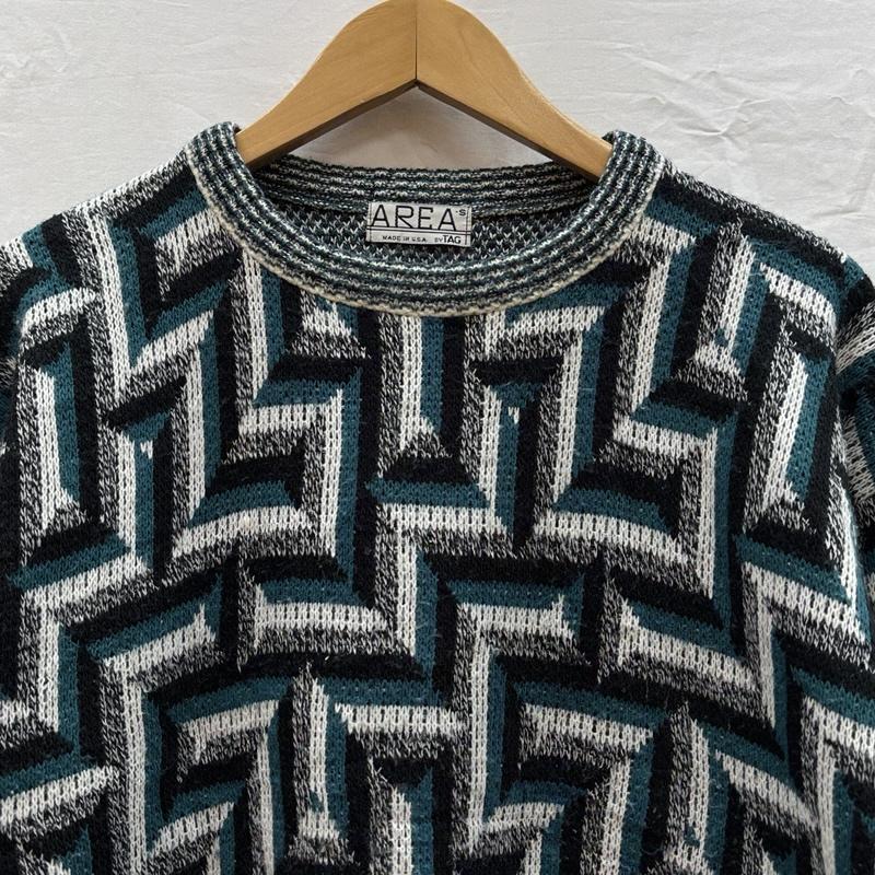 古着 USED ニット、セーター 長袖 AREA 90年代 ビンテージ USA製 ビンテージ クルーネック アクリル ニット セーター 90s VINTAGE S 総柄 メンズ USED 古着 中古 50153491