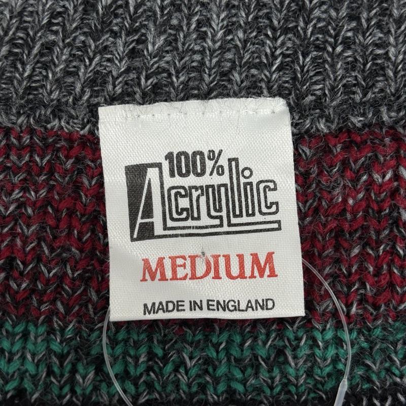 古着 USED ニット、セーター 長袖 100％Acrylic イングランド製 Vネック ニット セーター MADE IN ENGLAND M 総柄 メンズ USED 古着 中古 50153493