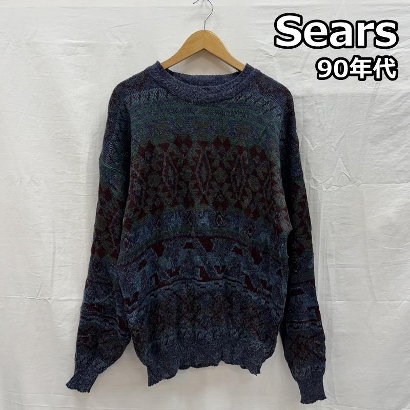 シアーズ SEARS ニット、セーター 長袖 THE MEN S STORE 90年代 ビンテージ アクリル ニット セーター 90s VINTAGE L 総柄 メンズ USED 古着 中古 50153494