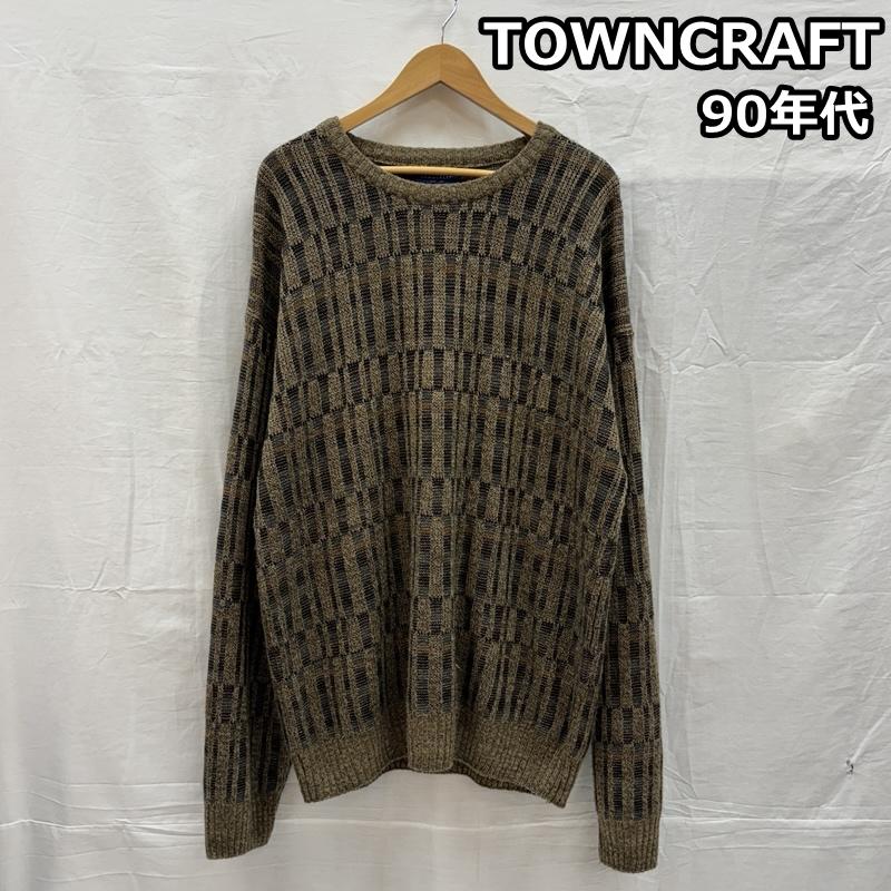 タウンクラフト TOWNCRAFT ニット、セーター 長袖 90年代 ビンテージ 台湾製 ビッグサイズ クルーネック ニット セーター 90s VINTAGE XL メンズ USED 古着 中古 50153496