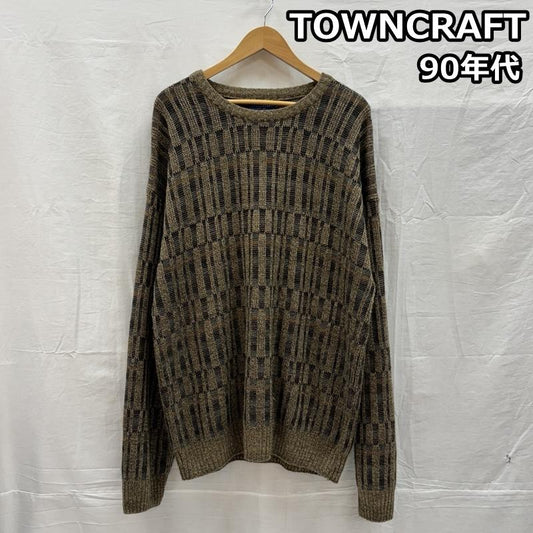 タウンクラフト TOWNCRAFT ニット、セーター 長袖 90年代 ビンテージ 台湾製 ビッグサイズ クルーネック ニット セーター 90s VINTAGE XL メンズ USED 古着 中古 50153496