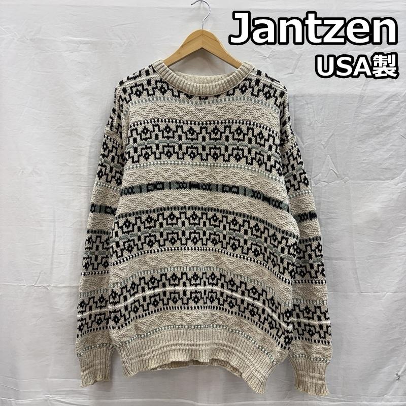 ジャンセン Jantzen ニット、セーター 長袖 ビンテージ USA製 クルーネック ニット セーター VINTAGE - 総柄 メンズ USED 古着 中古 50153497