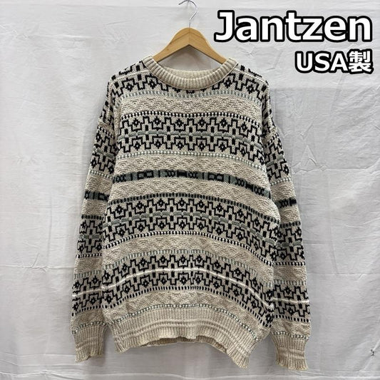 ジャンセン Jantzen ニット、セーター 長袖 ビンテージ USA製 クルーネック ニット セーター VINTAGE - 総柄 メンズ USED 古着 中古 50153497