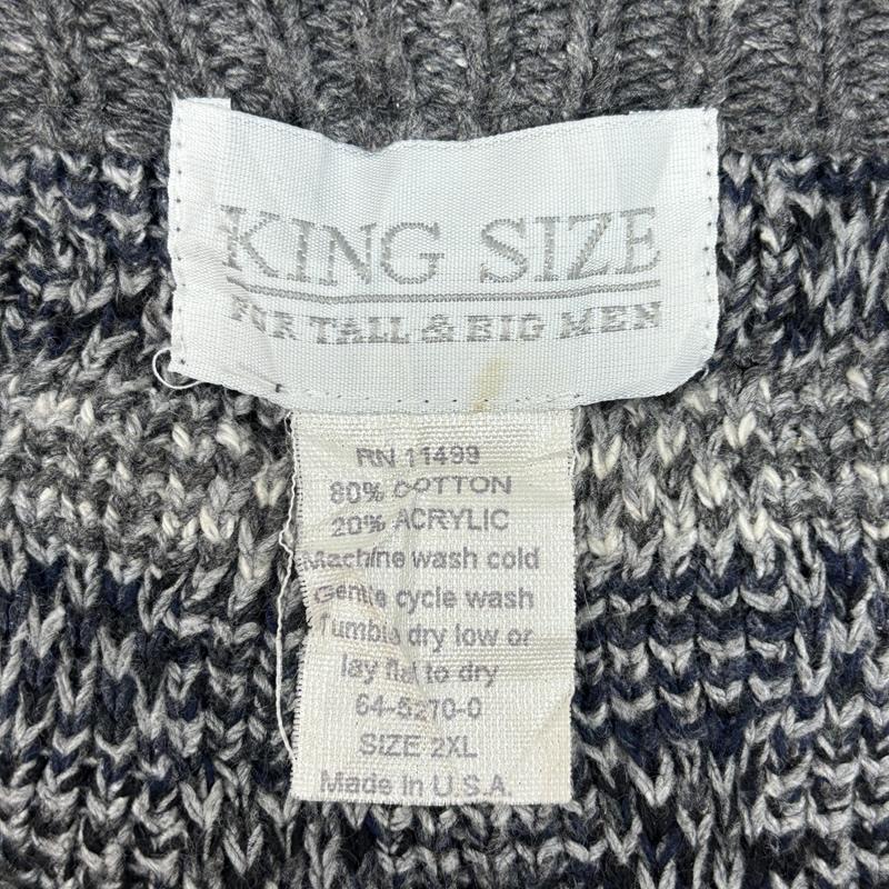 古着 USED ニット、セーター 長袖 KING SIZE USA製 ビッグサイズ クルーネック コットン ニット セーター XXL チェック メンズ USED 古着 中古 50153501
