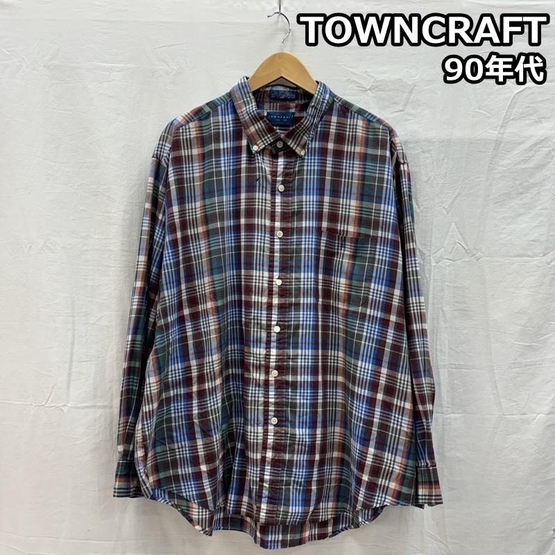 タウンクラフト TOWNCRAFT シャツ、ブラウス 長袖 90年代 ビンテージ マドラスチェック柄 ボタンダウン 長袖 シャツ 90s VINTAGE XXL チェック メンズ USED 古着 中古 50153502