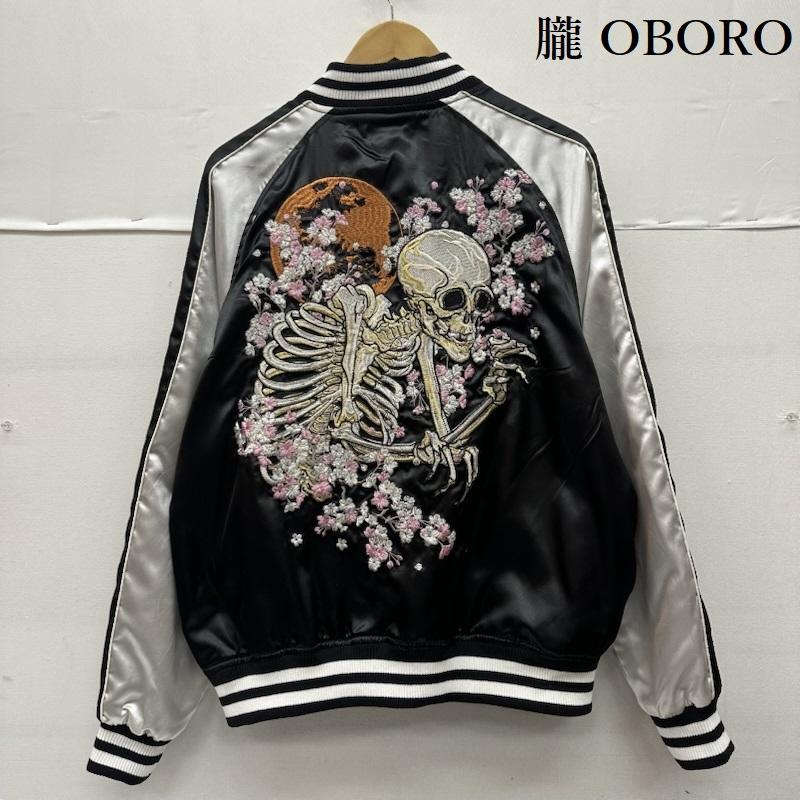 古着 USED ジャケット、上着 ジャンパー、ブルゾン 朧 OBORO ガシャ 髑髏 スカル 花柄 刺繍 スカジャン L メンズ USED 古着 中古 50153522