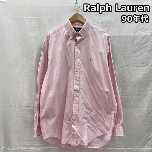 ラルフローレン RALPHLAUREN シャツ、ブラウス 長袖 90年代 ビンテージ BLAKE ギンガムチェック ボタンダウン 長袖 シャツ 90s VINTAGE L 桃 / ピンク / pink X 白 / ホワイト / white メンズ USED 古着 中古 50153523
