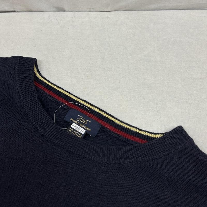 ブルックス ブラザーズ BROOKS BROTHERS ニット、セーター 長袖 コットン カシミヤ クルーネック 長袖 ニット セーター ビッグサイズ XL 紺 / ネイビー / navy メンズ USED 古着 中古 50153531