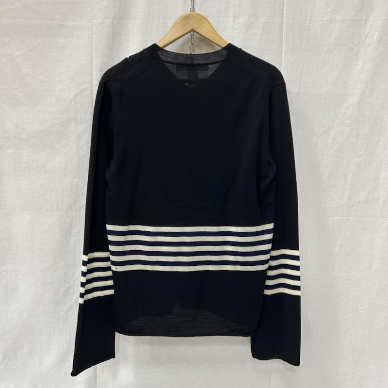 コムデギャルソンシャツ COMME des GARCONS SHIRT ニット、セーター 長袖 Vネックセーター ウールセーター 薄手 ボーダー 日本製 ブラック Sサイズ S 黒 / ブラック / black メンズ USED 古着 中古 50153533