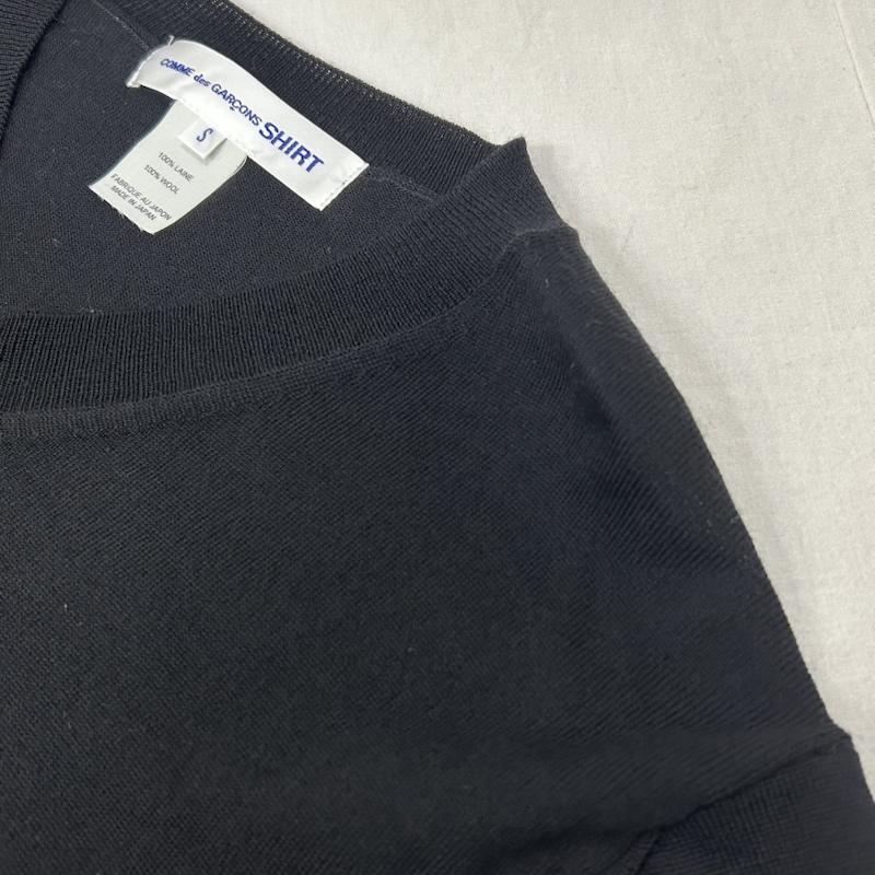 コムデギャルソンシャツ COMME des GARCONS SHIRT ニット、セーター 長袖 Vネックセーター ウールセーター 薄手 ボーダー 日本製 ブラック Sサイズ S 黒 / ブラック / black メンズ USED 古着 中古 50153533