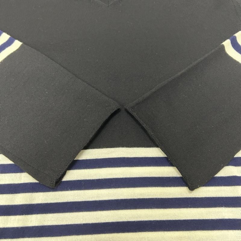 コムデギャルソンシャツ COMME des GARCONS SHIRT ニット、セーター 長袖 Vネックセーター ウールセーター 薄手 ボーダー 日本製 ブラック Sサイズ S 黒 / ブラック / black メンズ USED 古着 中古 50153533