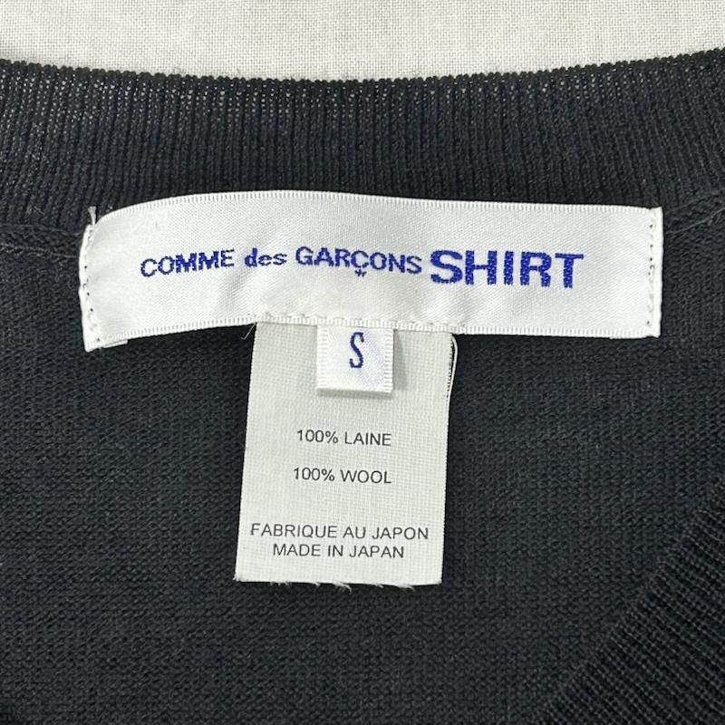 コムデギャルソンシャツ COMME des GARCONS SHIRT ニット、セーター 長袖 Vネックセーター ウールセーター 薄手 ボーダー 日本製 ブラック Sサイズ S 黒 / ブラック / black メンズ USED 古着 中古 50153533
