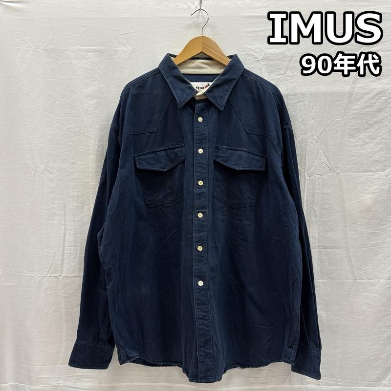 古着 USED シャツ、ブラウス 長袖 IMUS 90年代 ビンテージ USA製 ビッグサイズ 長袖 ウエスタン シャツ 90s VINTAGE - 紺 / ネイビー / navy メンズ USED 古着 中古 50153535