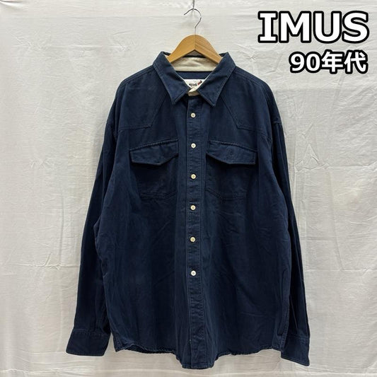 古着 USED シャツ、ブラウス 長袖 IMUS 90年代 ビンテージ USA製 ビッグサイズ 長袖 ウエスタン シャツ 90s VINTAGE - 紺 / ネイビー / navy メンズ USED 古着 中古 50153535