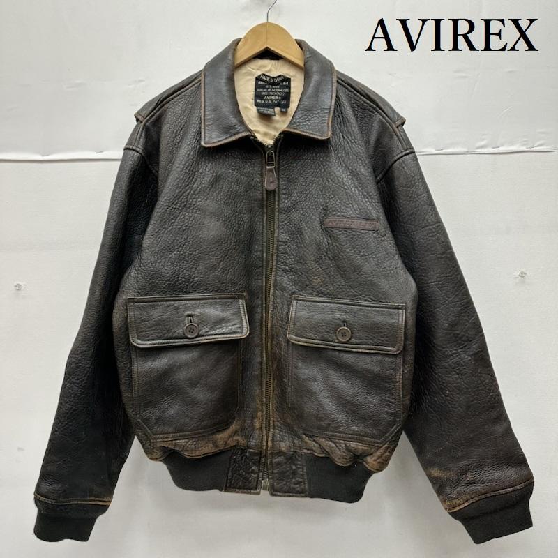 アヴィレックス AVIREX ジャケット、上着 フライトジャケット 90s G-1 裏地刺繍 フライト レザー ジャケット M 茶 / ブラウン / brown メンズ USED 古着 中古 50153537