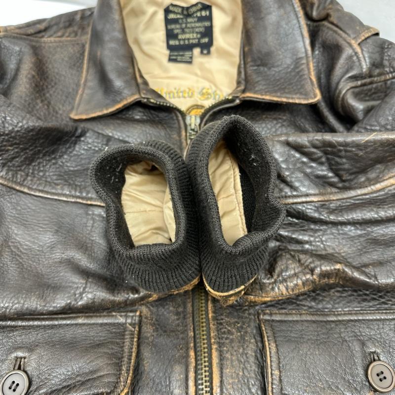 アヴィレックス AVIREX ジャケット、上着 フライトジャケット 90s G-1 裏地刺繍 フライト レザー ジャケット M 茶 / ブラウン / brown メンズ USED 古着 中古 50153537