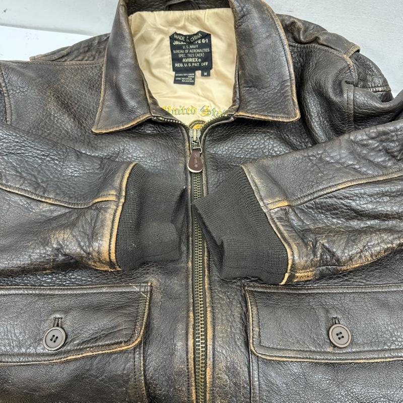 アヴィレックス AVIREX ジャケット、上着 フライトジャケット 90s G-1 裏地刺繍 フライト レザー ジャケット M 茶 / ブラウン / brown メンズ USED 古着 中古 50153537