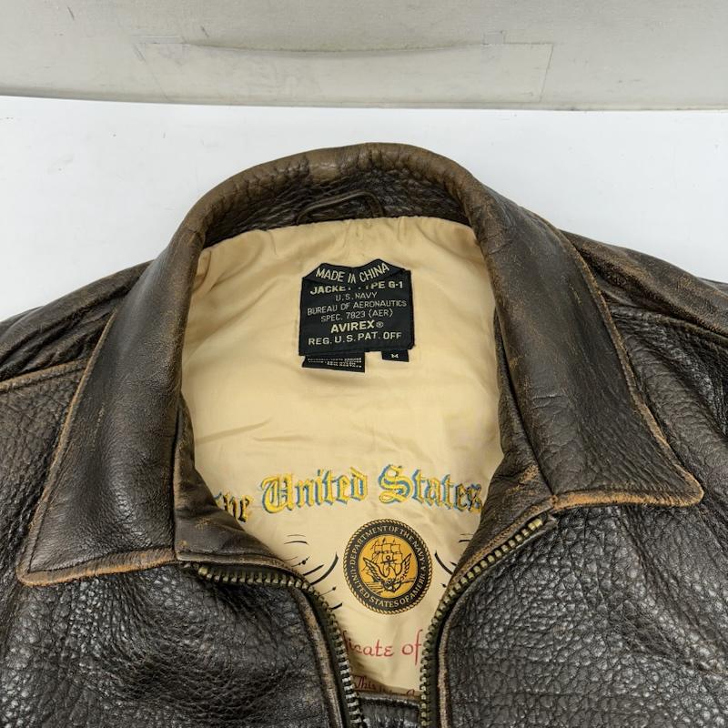 アヴィレックス AVIREX ジャケット、上着 フライトジャケット 90s G-1 裏地刺繍 フライト レザー ジャケット M 茶 / ブラウン / brown メンズ USED 古着 中古 50153537