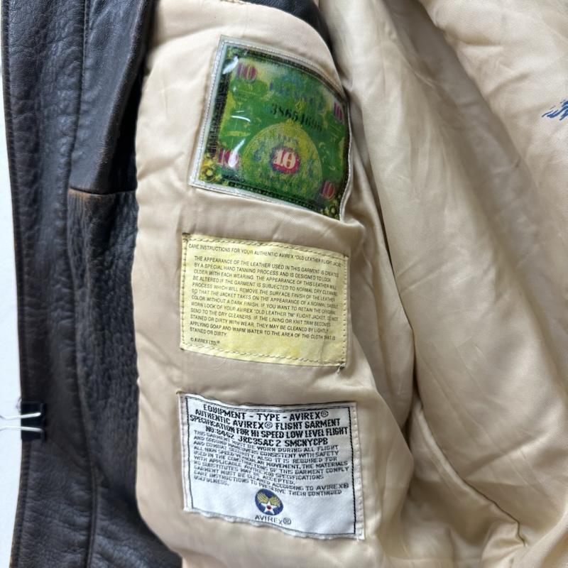 アヴィレックス AVIREX ジャケット、上着 フライトジャケット 90s G-1 裏地刺繍 フライト レザー ジャケット M 茶 / ブラウン / brown メンズ USED 古着 中古 50153537
