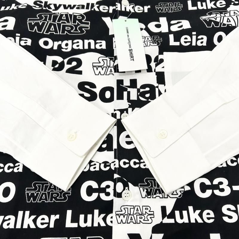 コムデギャルソンシャツ COMME des GARCONS SHIRT シャツ、ブラウス 長袖 STAR WARS コラボ 長袖シャツ ロゴプリント ホワイト ブラック Sサイズ W20112 S ロゴ、文字 X プリント 白 / ホワイト / white X 黒 / ブラック / black メンズ USED 古着 中古 50153539