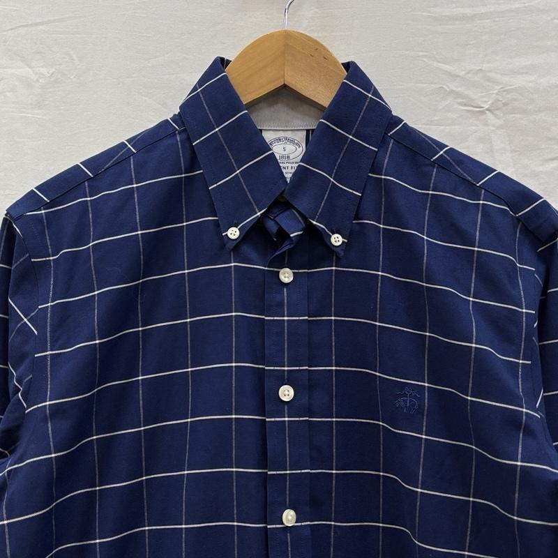 ブルックス ブラザーズ BROOKS BROTHERS シャツ、ブラウス 長袖 REGENT FIT 1818 チェック柄 オックスフォード 長袖 ボタンダウン シャツ S チェック 紺 / ネイビー / navy X 白 / ホワイト / white メンズ USED 古着 中古 50153540